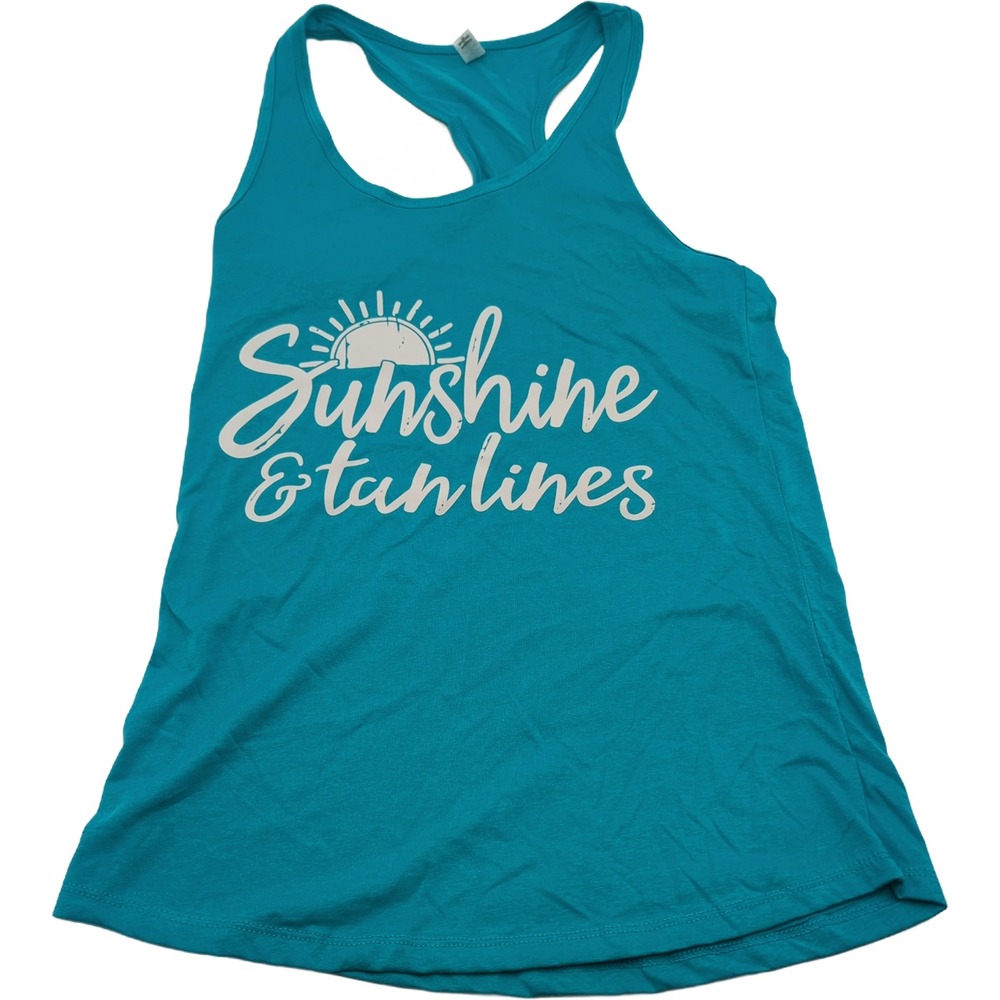 Next Level Ideal T Sunshine & Tan Lines Teal Blue Racerback Tank Top Medium